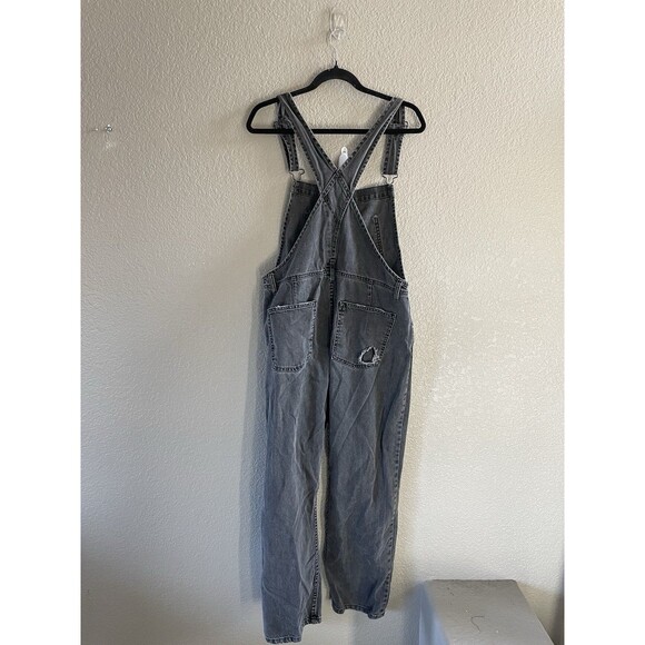 We The Free People Overalls Womens Small Black Denim Distressed Ripped Grunge - Picture 3 of 15